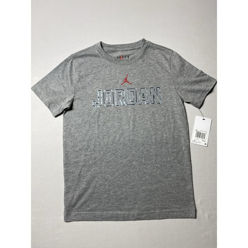 Jordan Boys Graphic‎ T Shirt Medium 10-12 Gray Jumpman 23 NWT